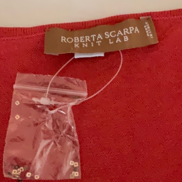 Roberta Scarpa Knit Lab Embroidered Cardigan Sweater Size 14 Orange - Picture 13 of 15